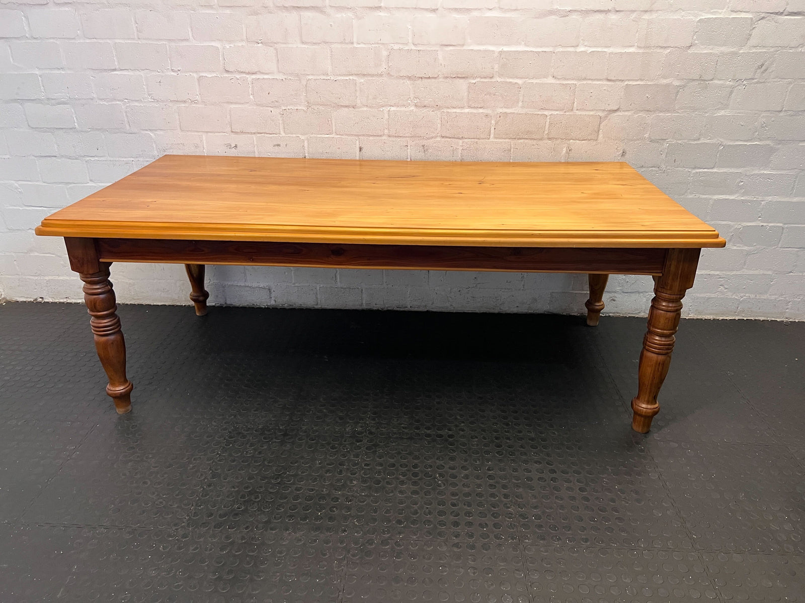 Rustic Solid Wood Dining Table with Elegant Turned Legs - 2ndhandwarehouse.com