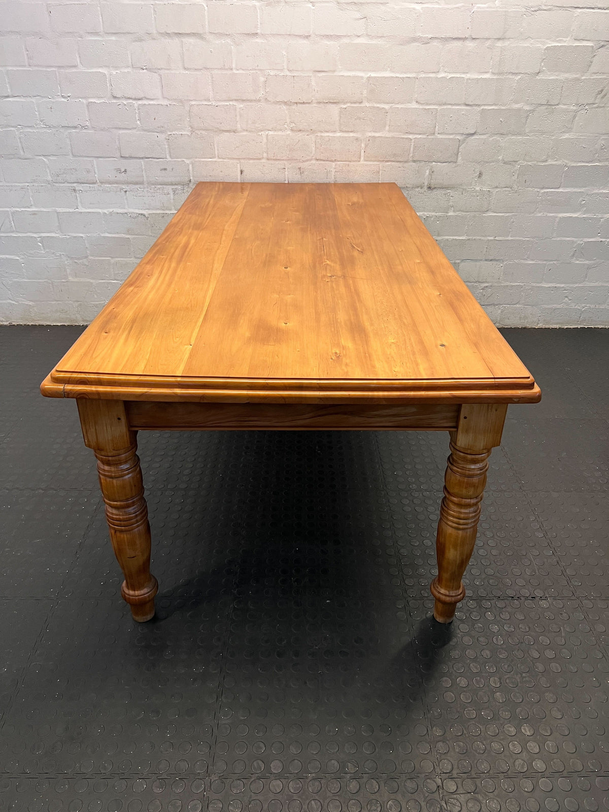 Rustic Solid Wood Dining Table with Elegant Turned Legs - 2ndhandwarehouse.com