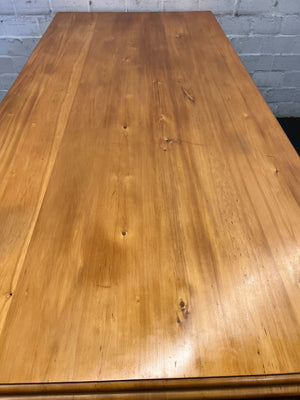 Rustic Solid Wood Dining Table with Elegant Turned Legs - 2ndhandwarehouse.com