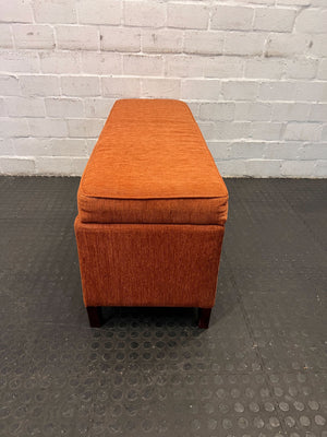 Orange Fabric Storage Bench - Upholstered, Sturdy Wooden Legs