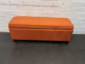 Orange Fabric Storage Bench - Upholstered, Sturdy Wooden Legs