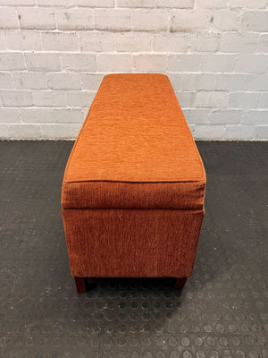 Orange Fabric Storage Bench - Upholstered, Sturdy Wooden Legs