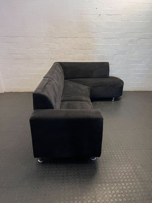 Modern Black Sectional Sofa with Chaise- damaged underneath