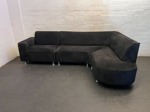 Modern Black Sectional Sofa with Chaise- damaged underneath