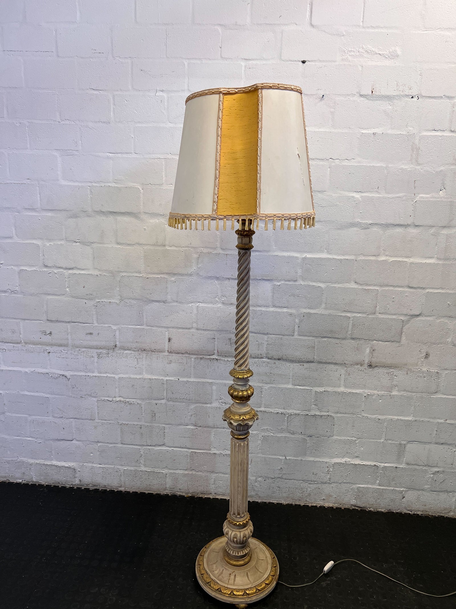 Vintage Decorative Floor Lamp with Gold Accents and Cream Shade