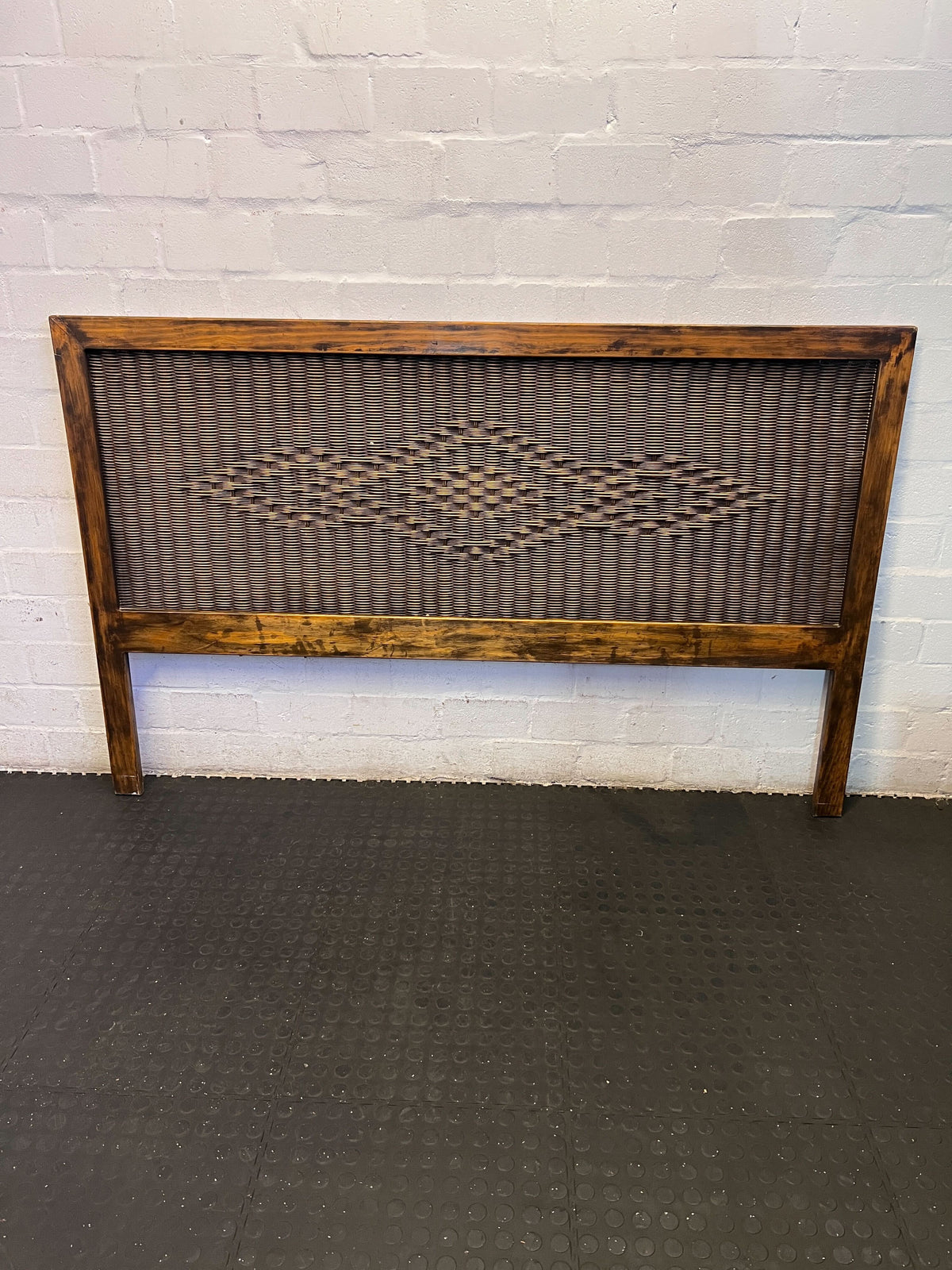 Boho Chic Rattan & Wood Diamond Weave Headboard