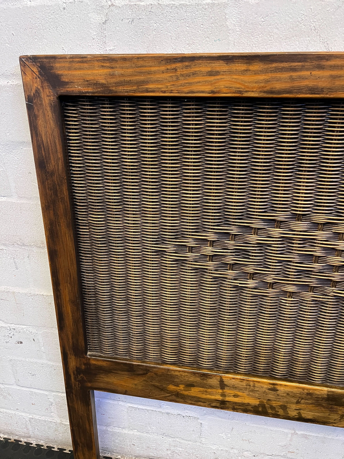 Boho Chic Rattan & Wood Diamond Weave Headboard