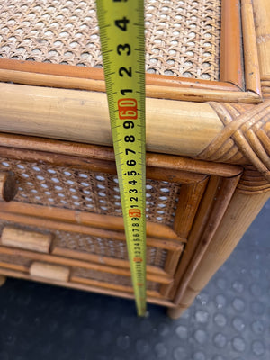 Charming Vintage Rattan & Cane Weave 3-Drawer Unit / Bedside Table