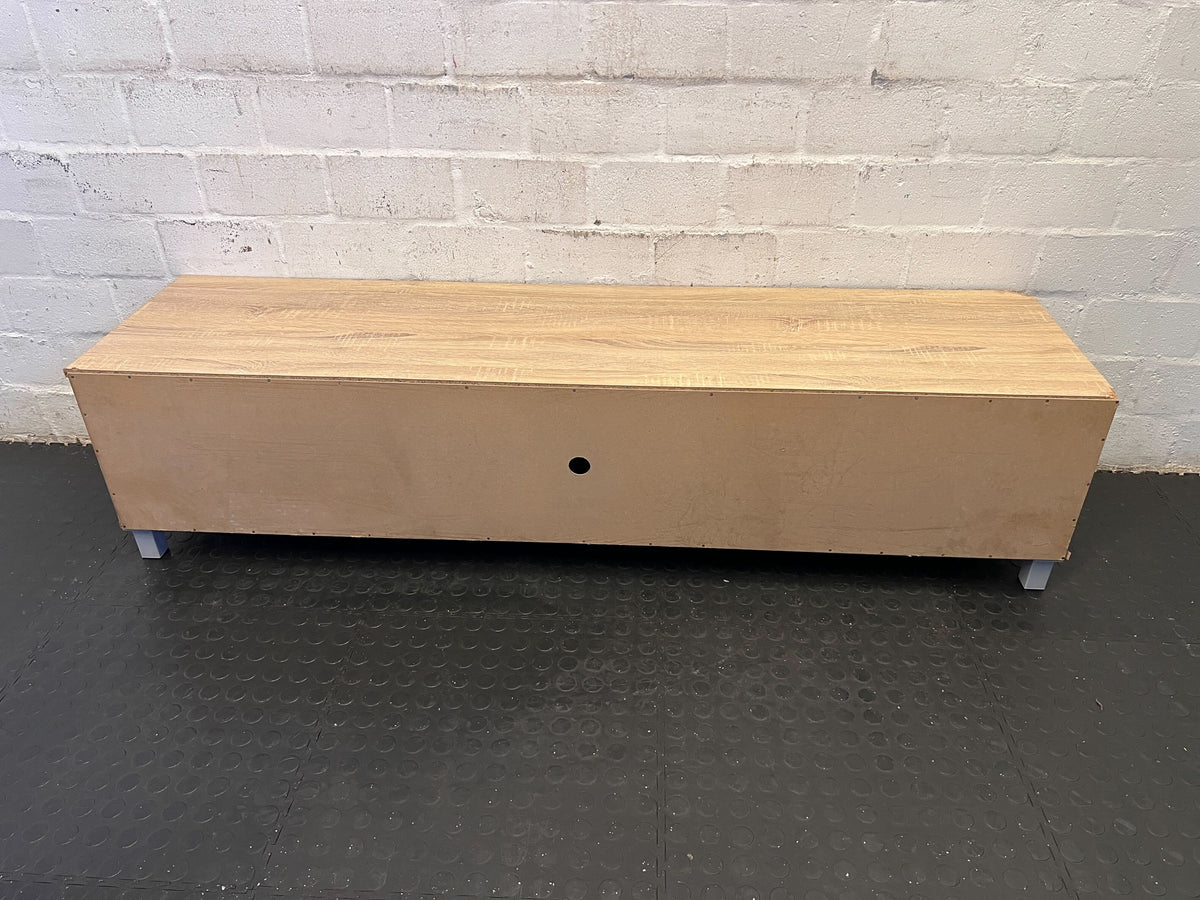 Modern Oak TV Stand with Grey Cabinets – Minimalist Style - REDUCED