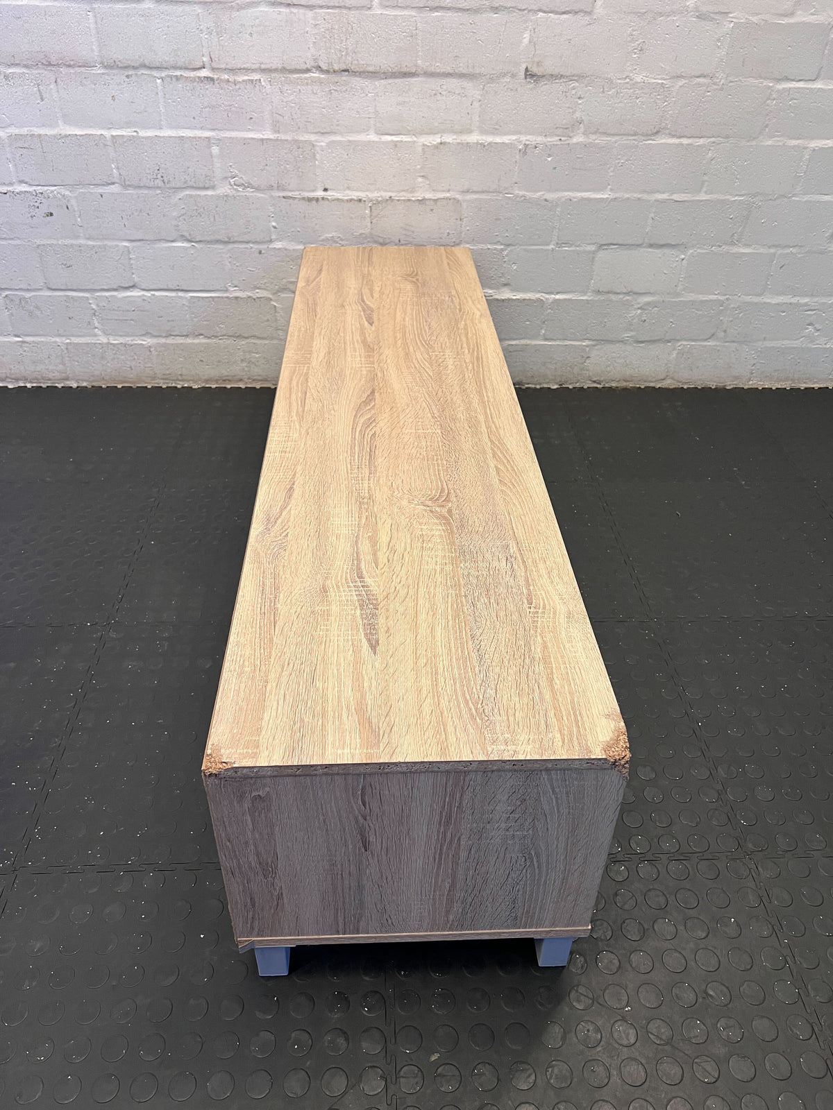 Modern Oak TV Stand with Grey Cabinets – Minimalist Style - REDUCED