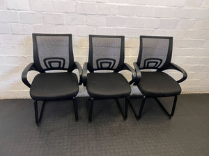 Modern Black Mesh Office Chair with Sled Base