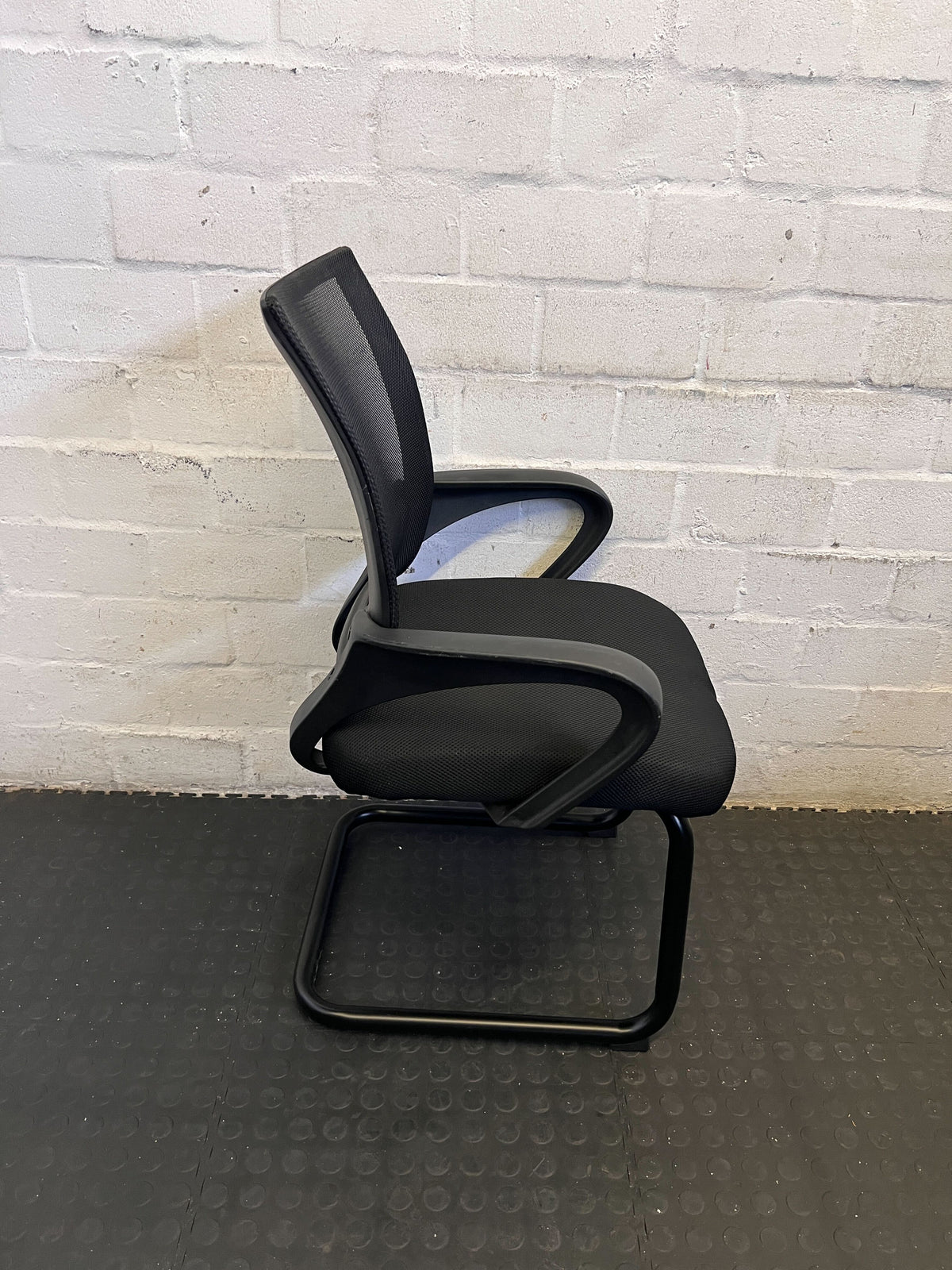 Modern Black Mesh Office Chair with Sled Base