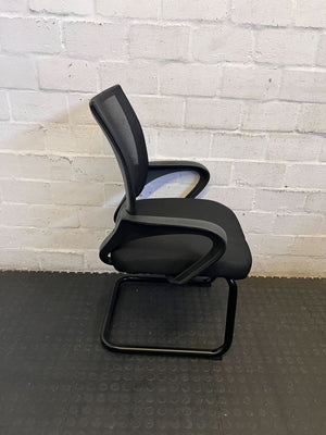 Modern Black Mesh Office Chair with Sled Base