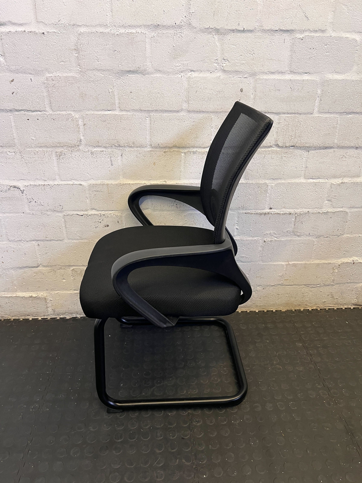 Modern Black Mesh Office Chair with Sled Base
