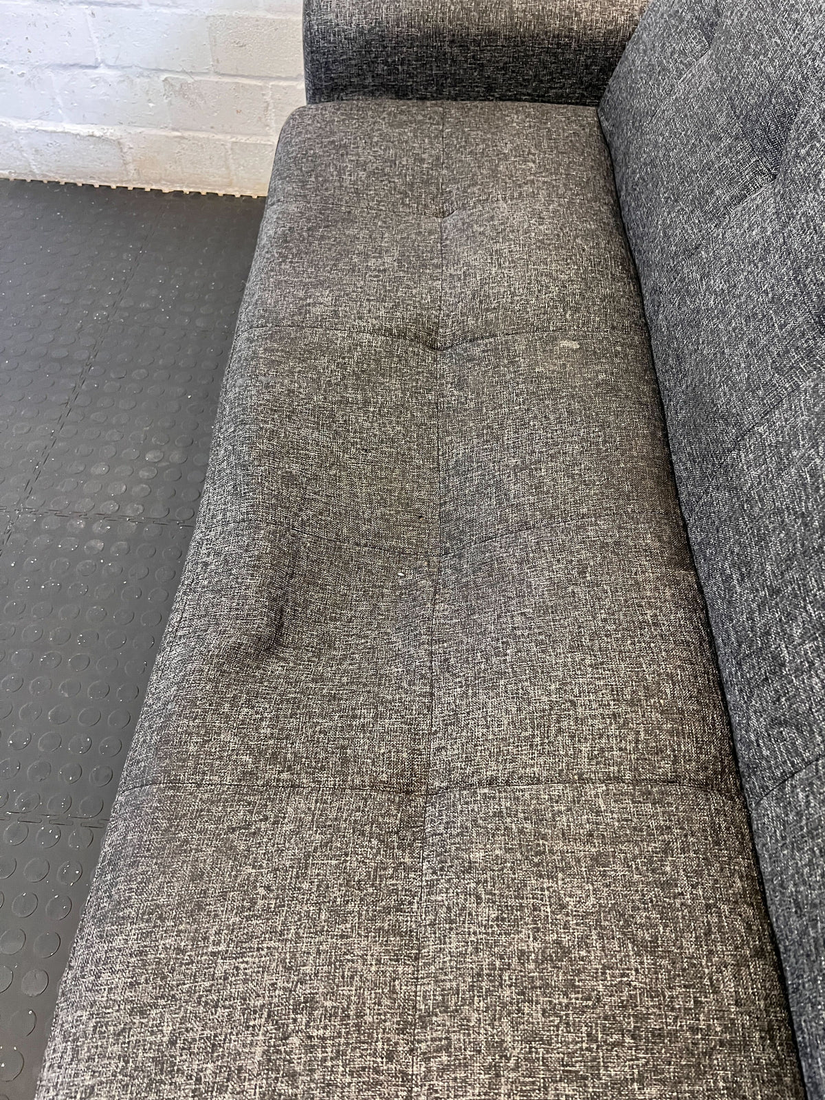 Stylish Grey Fabric 2-Seater Sofa | Modern Living Room Couch - 2ndhandwarehouse.com