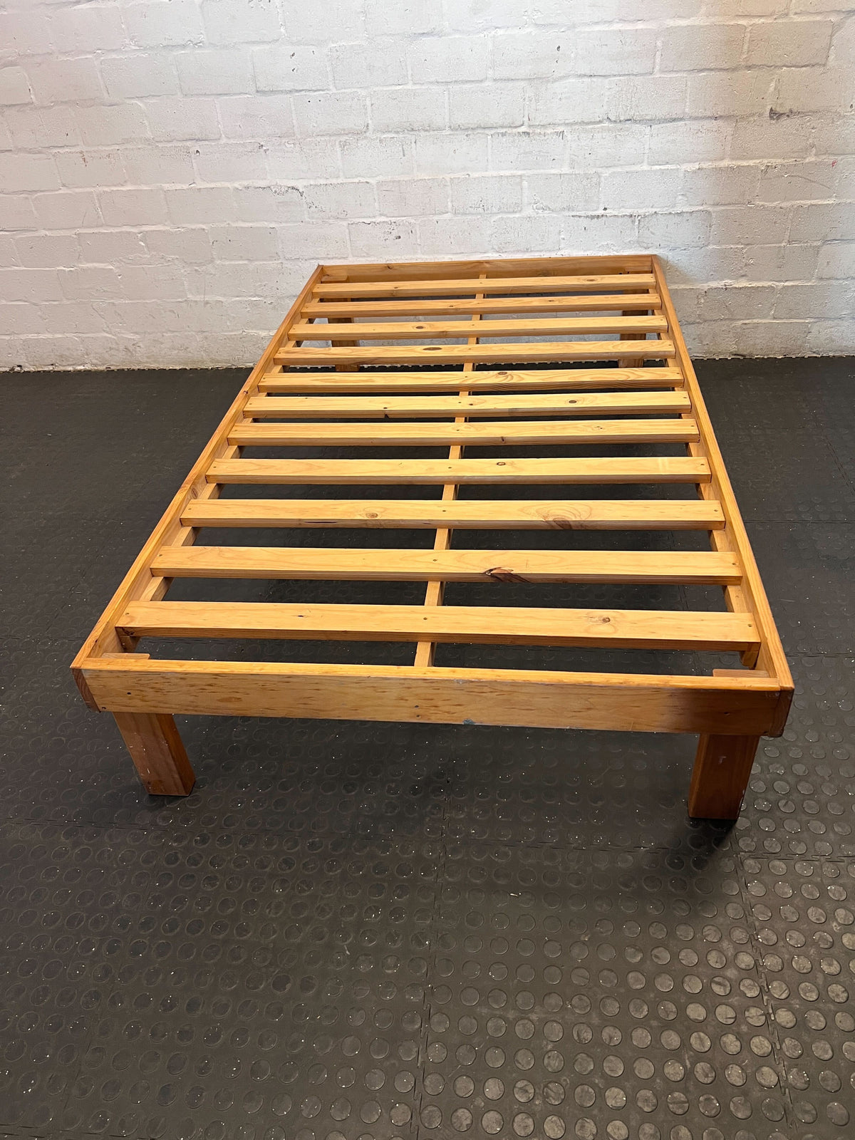 Sturdy Wooden Slatted Bed Base - Natural Finish - 2ndhandwarehouse.com