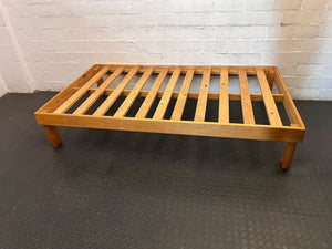 Sturdy Wooden Slatted Bed Base - Natural Finish - 2ndhandwarehouse.com
