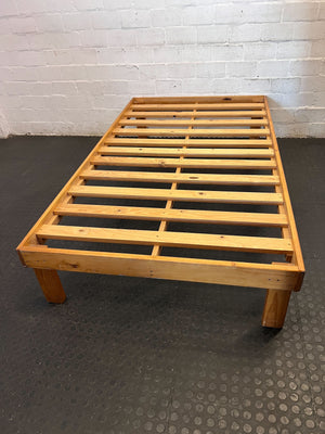 Sturdy Wooden Slatted Bed Base - Natural Finish - 2ndhandwarehouse.com
