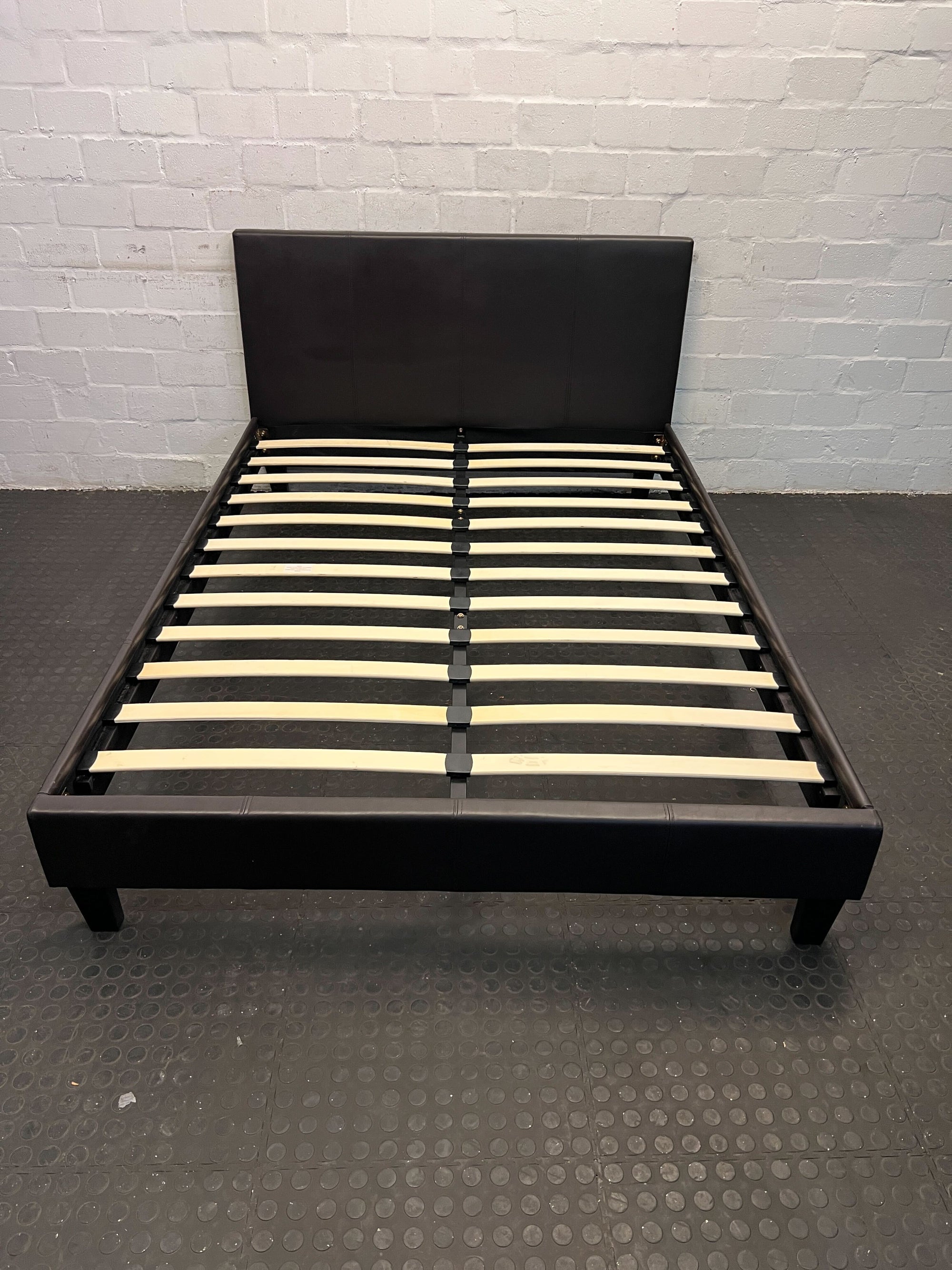 Modern Black Bed Frame with Upholstered Headboard