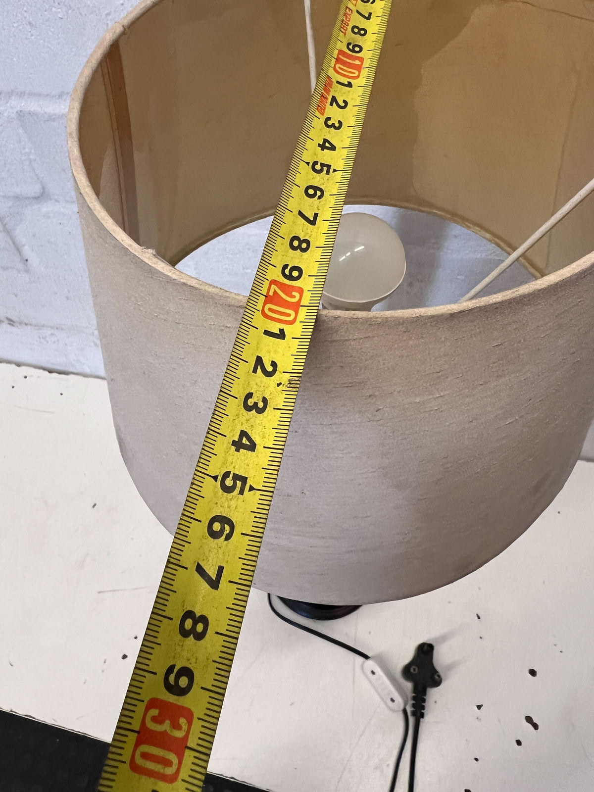 Vintage Dark Wood Table Lamp with Beige Shade - 2ndhandwarehouse.com