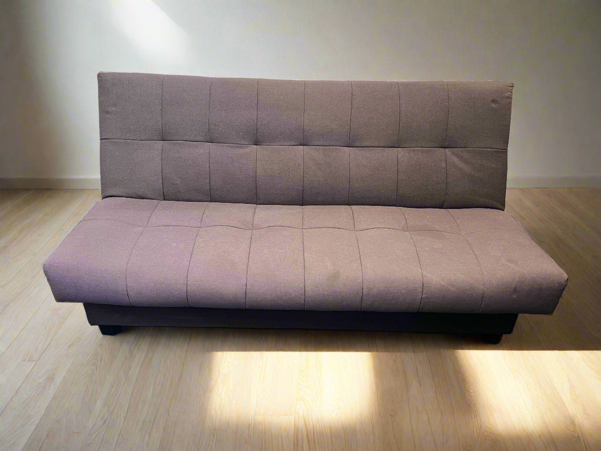 Stylish Grey Fabric Futon Sofa Bed with Minor Wear