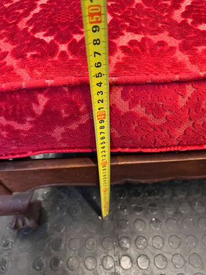 Elegant Red Fabric 3-Seater Couch with Wooden Accents - REDUCED