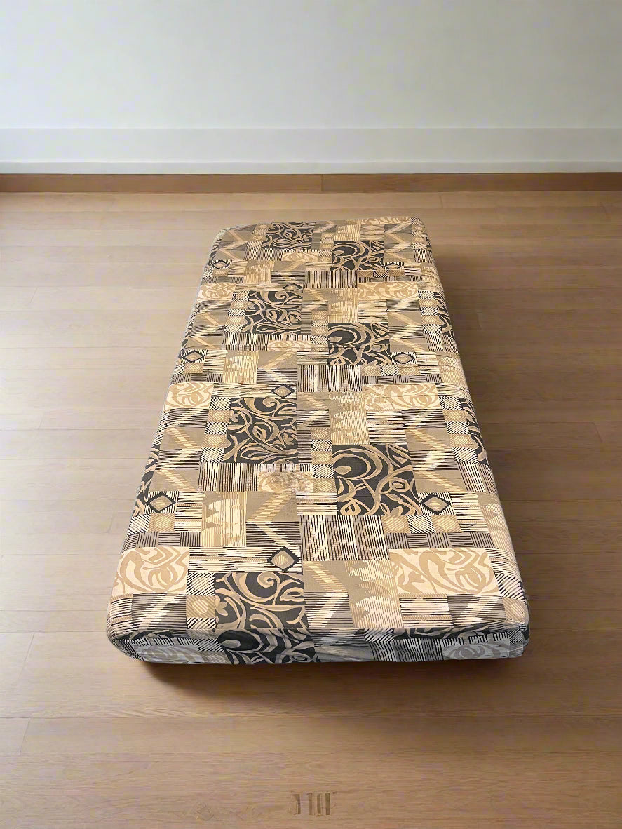 Comfortable Patchwork Single Foam Mattress - Neutral Colors, Good Condition