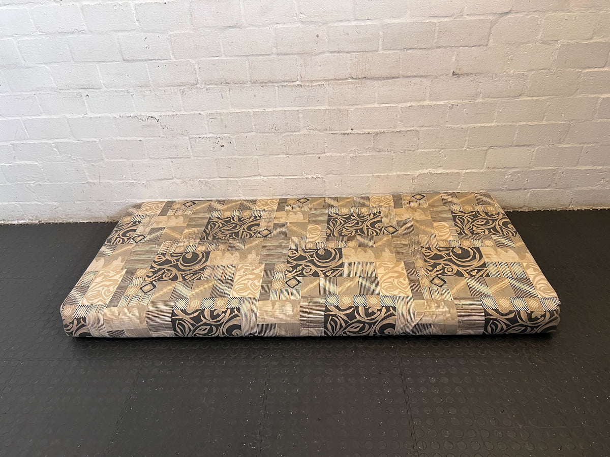 Comfortable Patchwork Single Foam Mattress - Neutral Colors, Good Condition