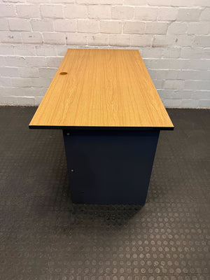 Modern Desk - Light Wood and Dark Gray Finish with Drawer Storage - LHS - 150cm x 75cm