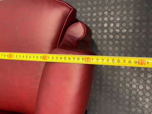 Vintage Burgundy Leather Wingback Chair with Wooden Details - REDUUCED