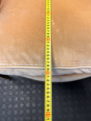 Vintage Velvet Wingback Armchair in Warm Orange – Minor Wear - REDUCED