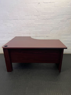 Efficient L-Shaped Office Desk - Dark Wood Finish