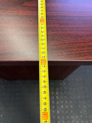 Efficient L-Shaped Office Desk - Dark Wood Finish