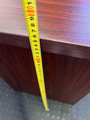 Efficient L-Shaped Office Desk - Dark Wood Finish