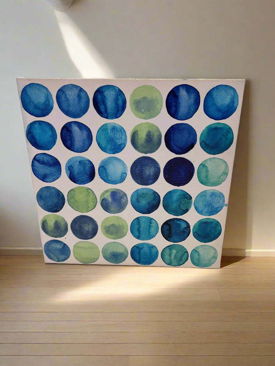 Colorful Watercolor Dot Canvas Art Piece - 30 x 30cm