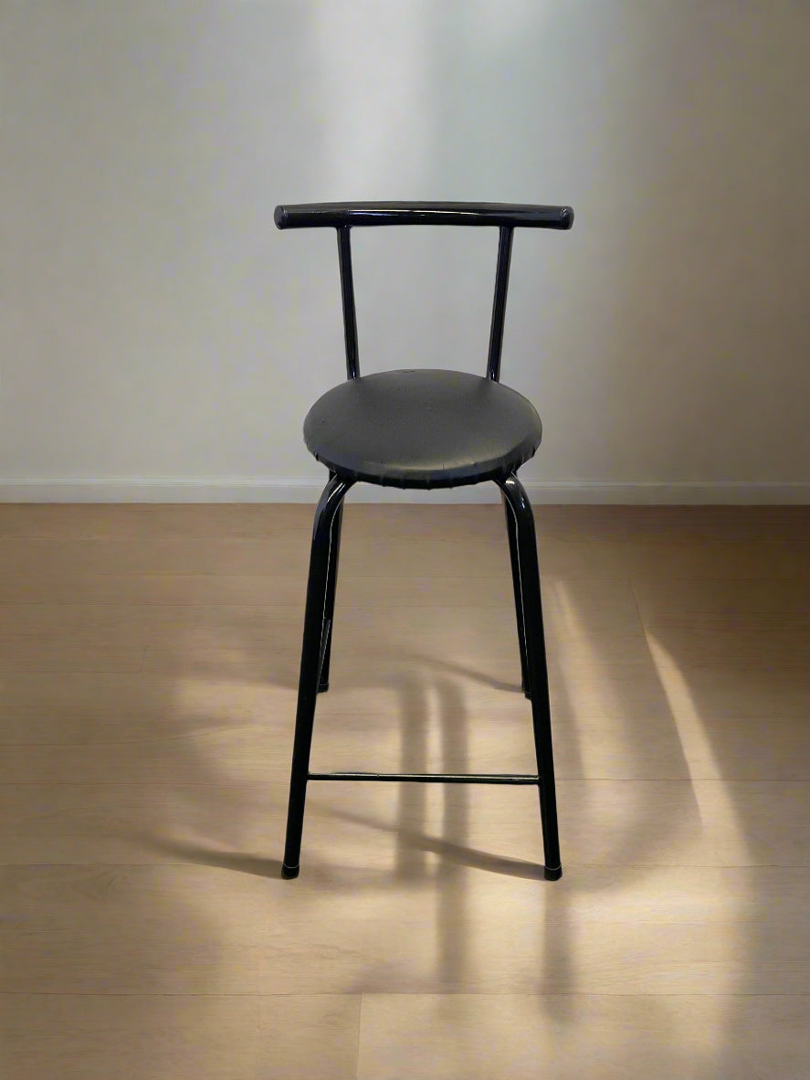 Stylish Black Metal Bar Stool with Comfortable Seat