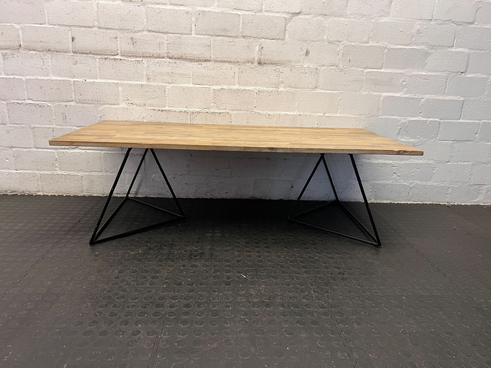 Rustic Wooden Coffee Table with Black Metal Legs - Minor Wear