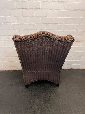Rustic Brown Wicker Armchair – Cozy Rattan Accent Chair - 2ndhandwarehouse.com