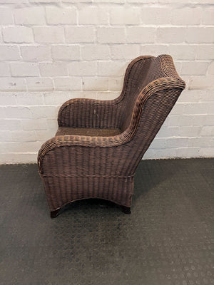 Rustic Brown Wicker Armchair – Cozy Rattan Accent Chair - 2ndhandwarehouse.com