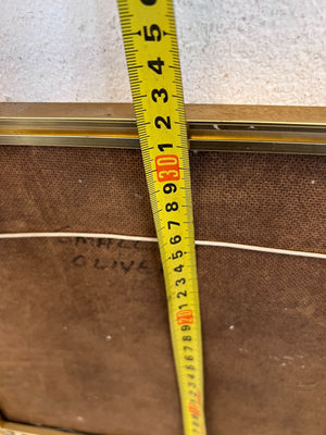 Framed Watercolor Landscape Art with Vintage Gold Trim - Glass Cracked