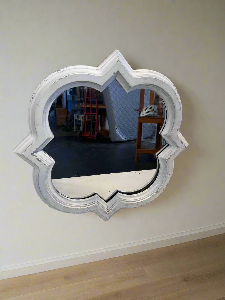 Chic White Decorative Mirror with Unique Shape – Minor Wear