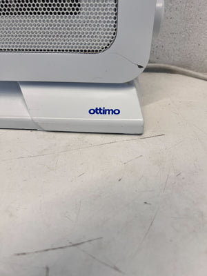 Compact Ottimo White Electric Heater with Minor Cracks
