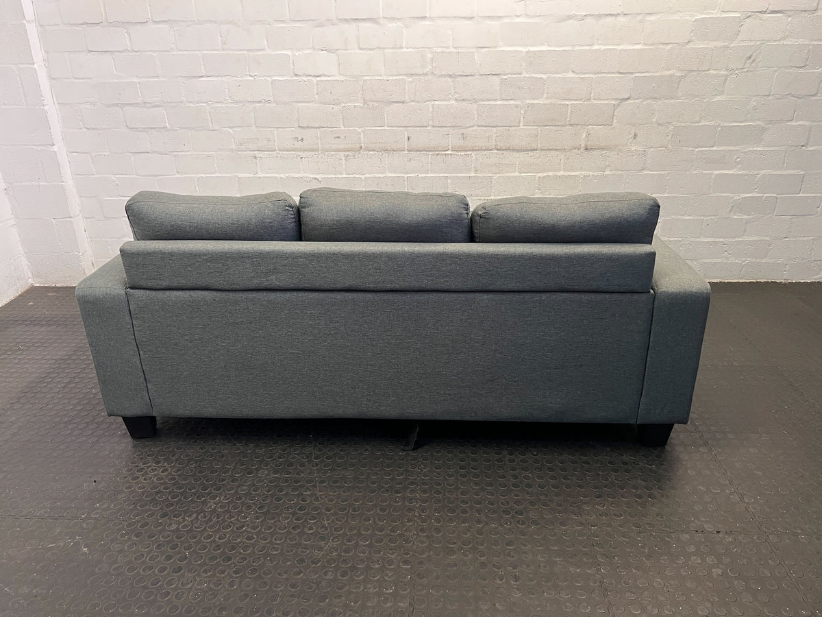 Modern Grey Fabric Sectional Couch with Storage Ottoman