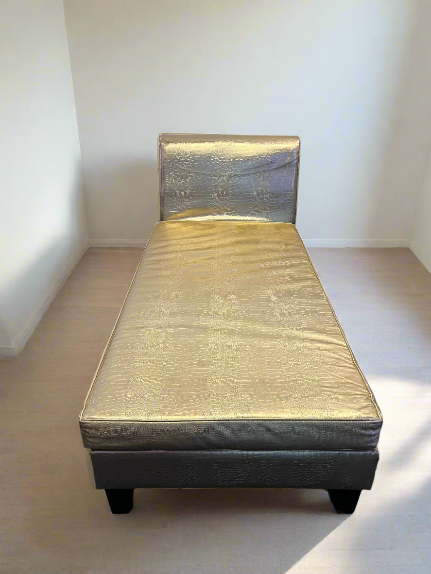 Stylish Gold Faux Leather Daybed with Minor Wear