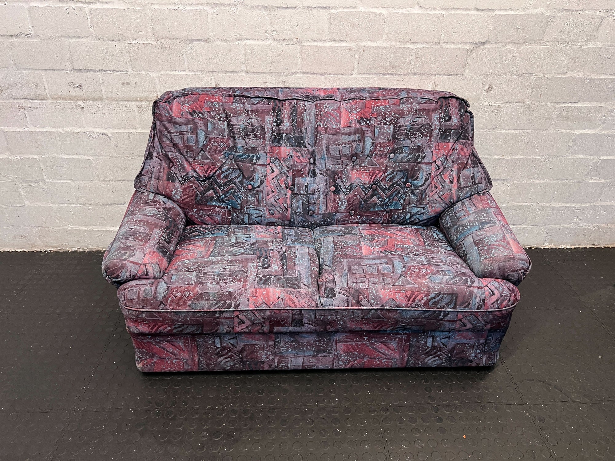 Cozy Vintage Loveseat - Multi-Colored Fabric