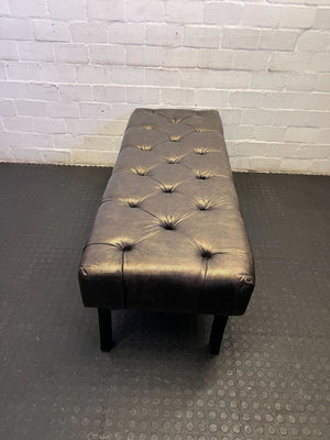 Stylish Black Faux Leather Tufted Bench with Sturdy Legs
