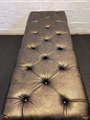 Stylish Black Faux Leather Tufted Bench with Sturdy Legs