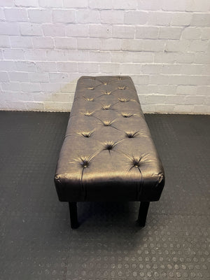 Stylish Black Faux Leather Tufted Bench with Sturdy Legs