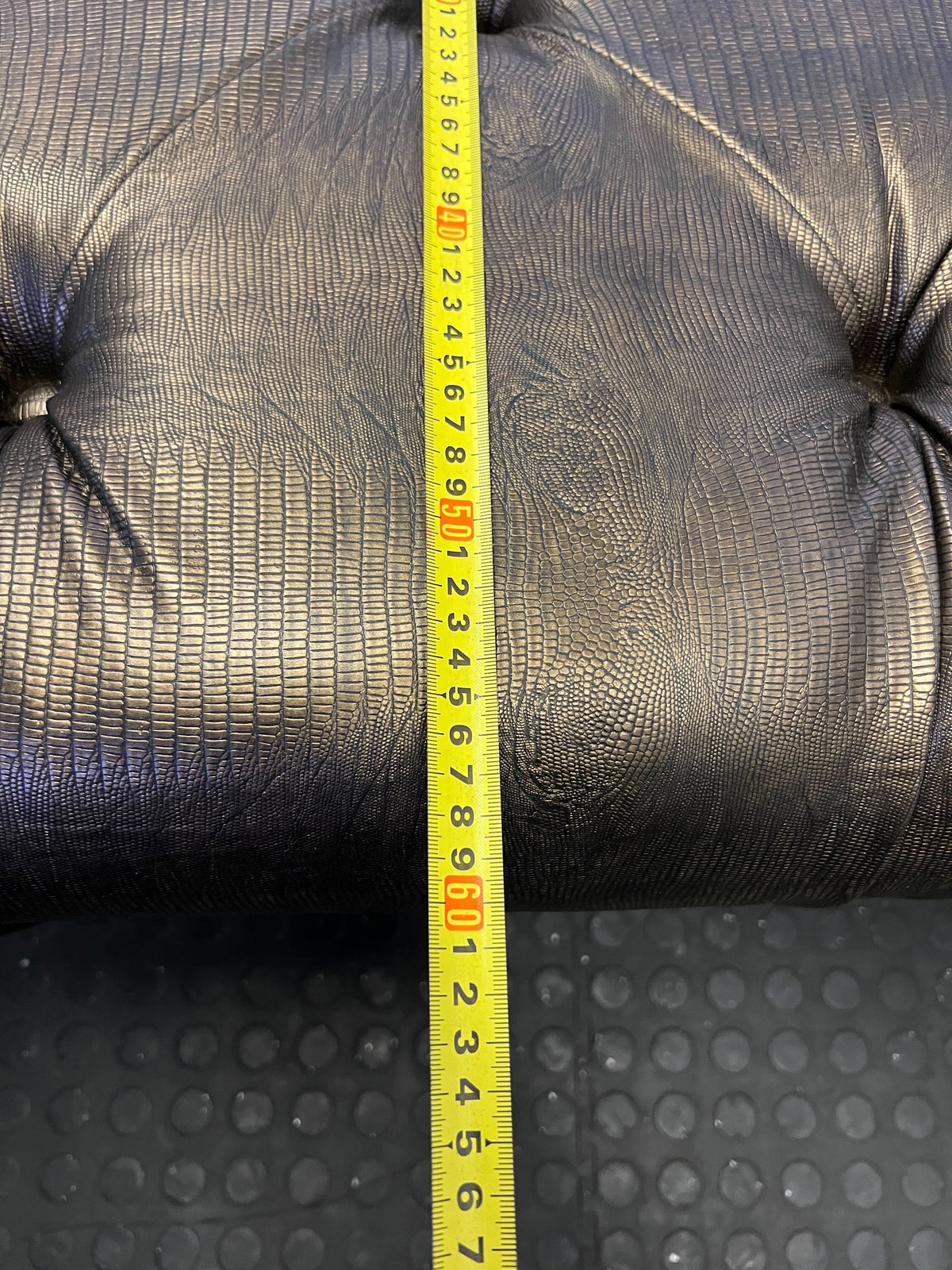 Stylish Black Faux Leather Tufted Bench with Sturdy Legs