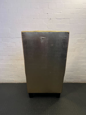 Glamorous Gold Faux Leather High-Back Armchair with Minor Wear